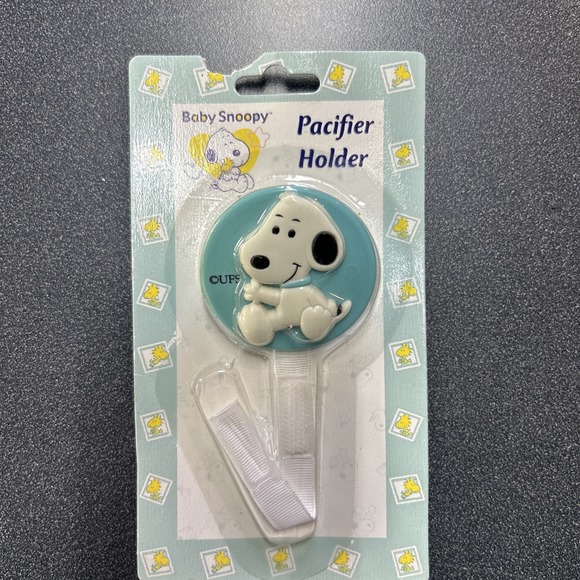 Peanuts BABY SNOOPY PACIFIER HOLDER Shower gift Vintage Boy Girl New - Picture 1 of 3